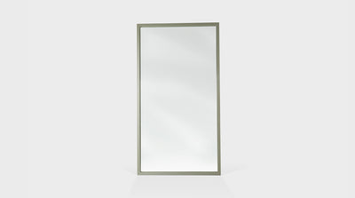 A classic rectangular mirror with a timber frame.